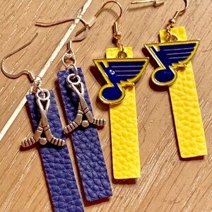 3/$15 St Louis Blues Hockey Earrings